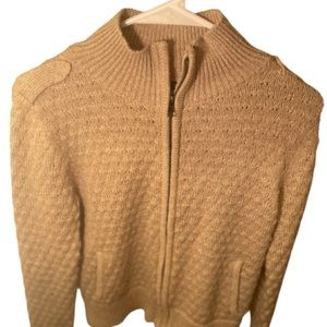 Womens Banana Republic Tan cardigan Zip Up sweater Size Womens Medium